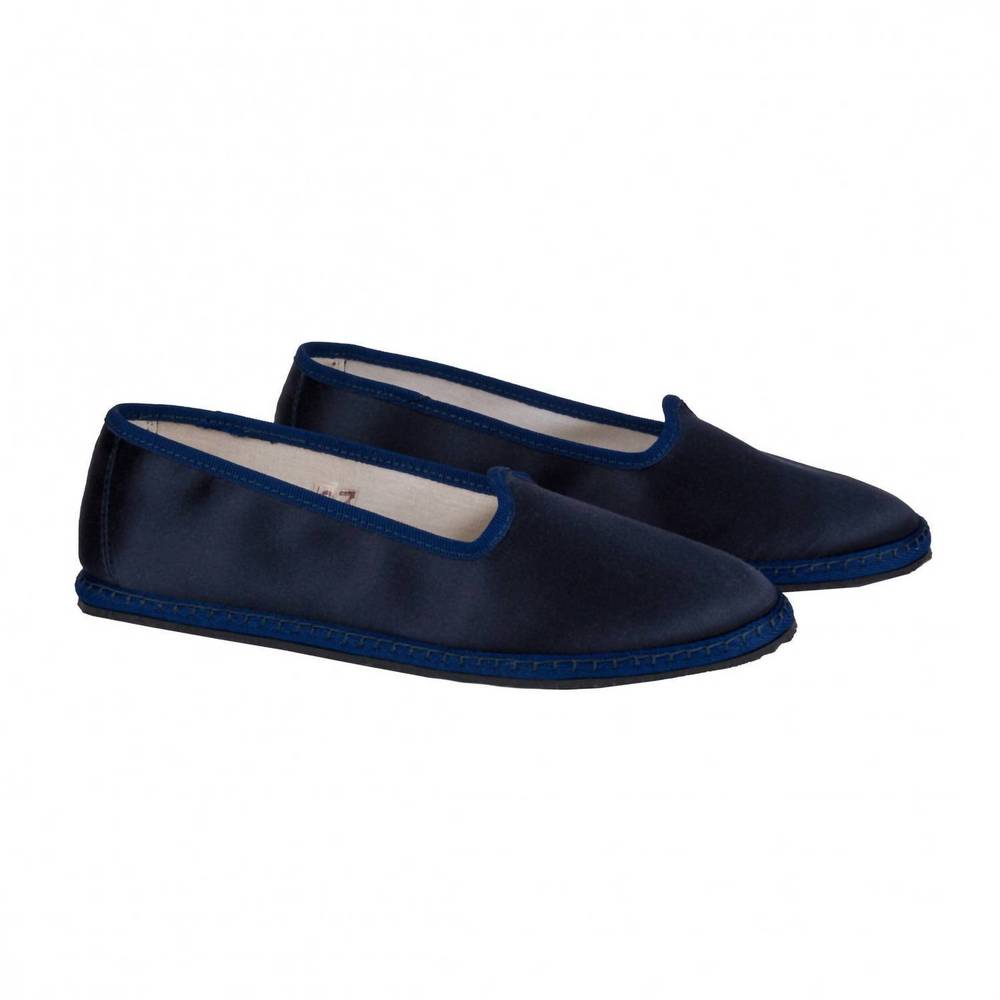 NEW VIBI VENEZIA women's classic silk furlana slippers in mirtillo